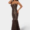 Sequin Feather Gown