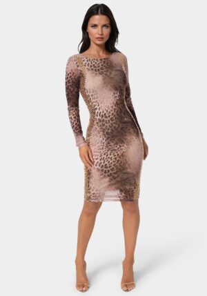 bebe1280_leopard_1_bac77be8-0266-4980-a533-34824d22aa23 BodyCon Embellished Knee Length Dress
