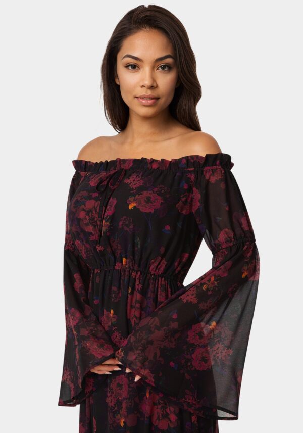 Off the Shoulder Bell Sleeve Maxi Dress